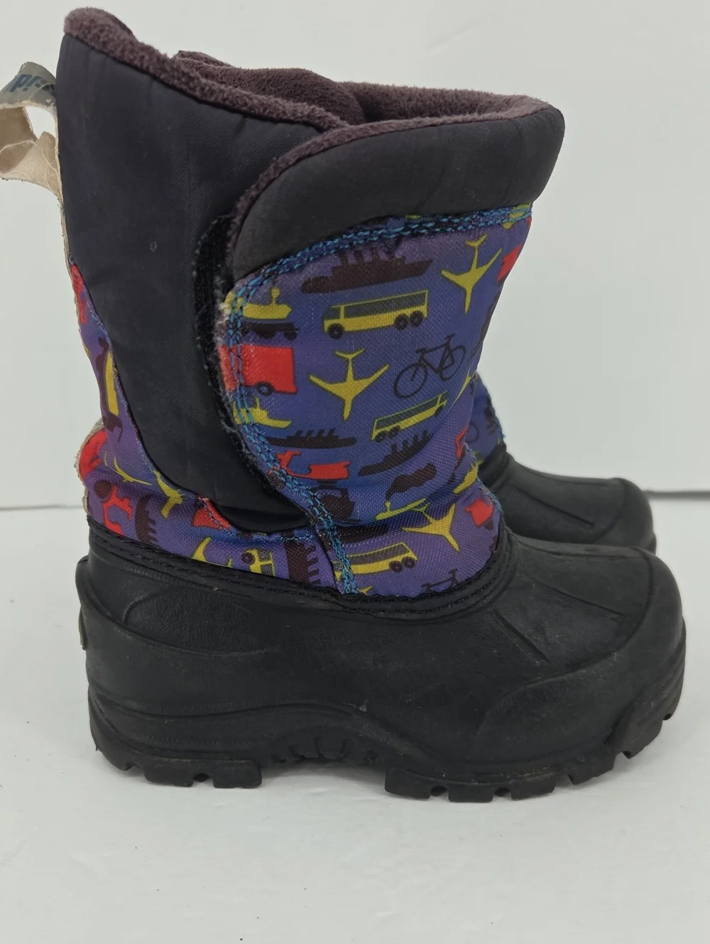 Northside Kids Purple Transport Print Waterproof Snow Boots